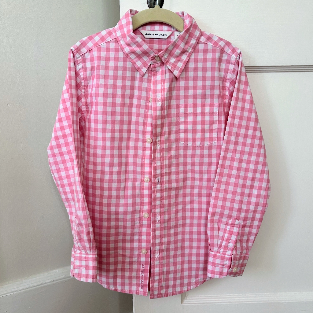 Janie And Jack Pink Gingham Button Down